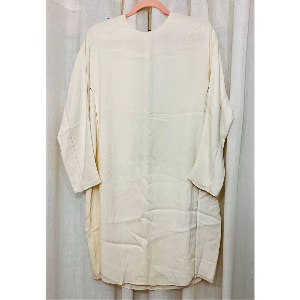 T Alexander Wang Women's Long Sleeve Stretch Lined Shift Dress Ivory Size Medium - Picture 1 of 8